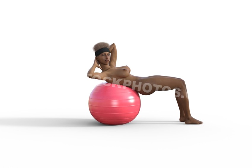 Nude Girl Exercise Ball workout