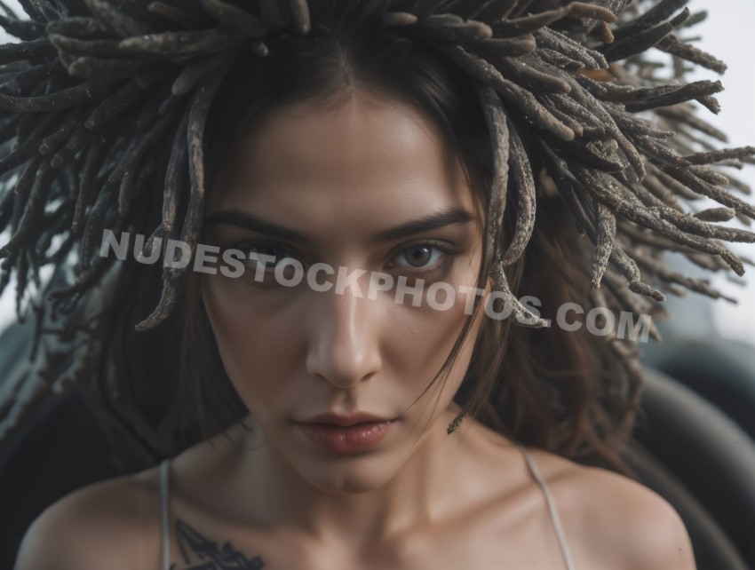 Crazy Hair Woman Stock Photo