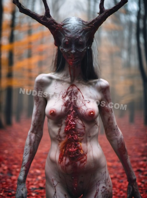Naked Horror Forest Woman