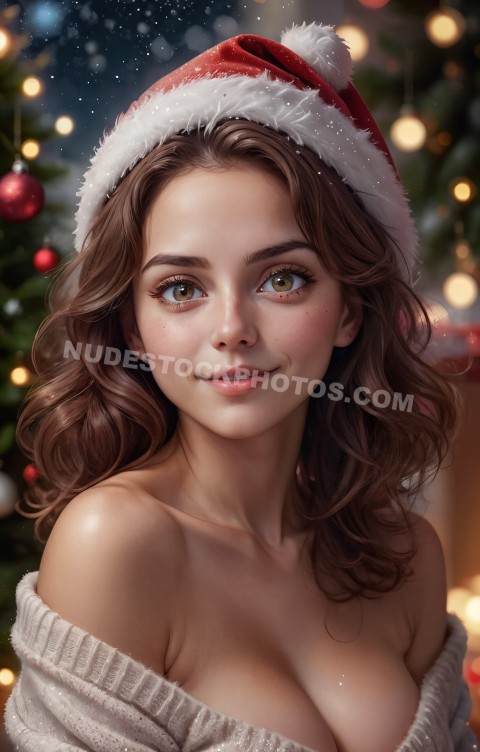 Sexy Christmas Brunette Girl