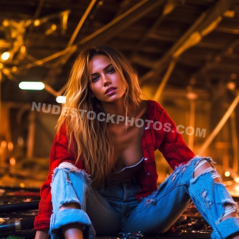 Blonde in Ripped Jeans