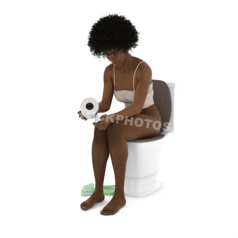 Black Woman on Toilet